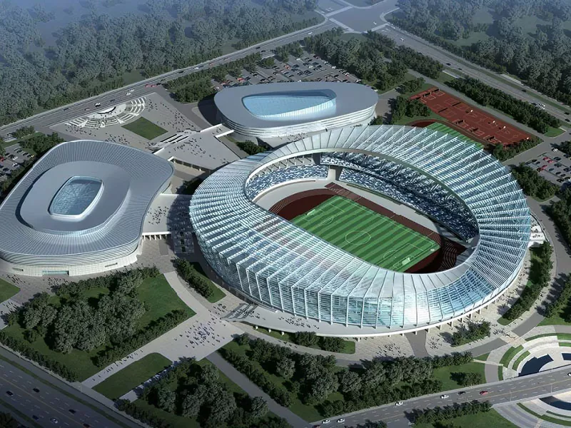 Ferdigprodusert stålkonstruksjon for Sports Center Complex