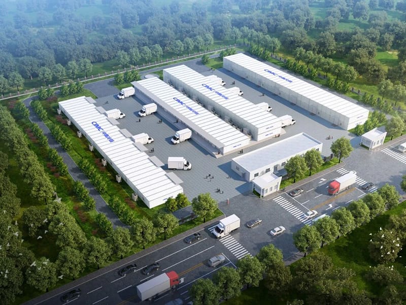 Prefabrikert lagerbygning med stålstruktur